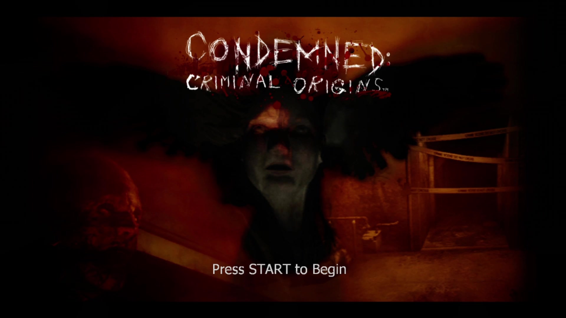 Condemned title screen for Xbox 360